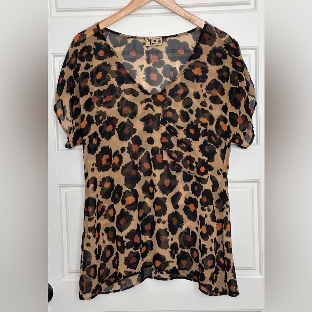 Show Me Your Mumu Leopard Print Sheer Top‎